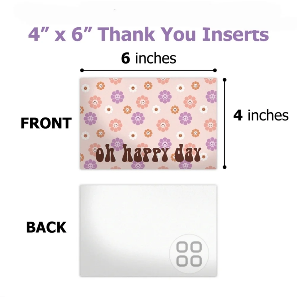 50 pc Croovy flowers THEMED Thank you  Cards BUNDLE